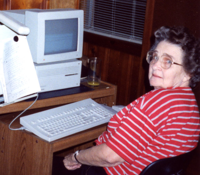 Picture of Janice working on her Mac